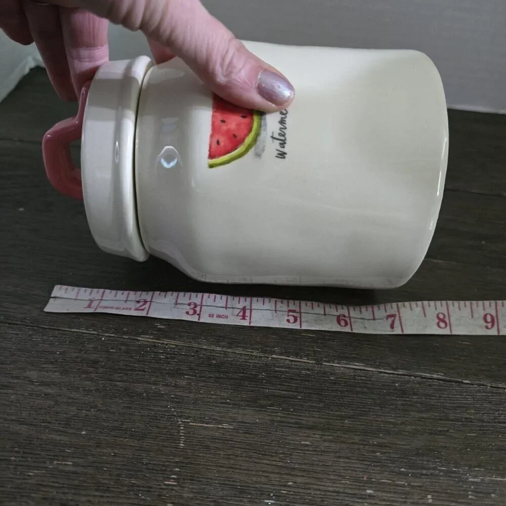 Rae Dunn Artisan Watermelon Icon Baby Canister Rae HTF Summer Pink Handle Cute - Picture 14 of 14